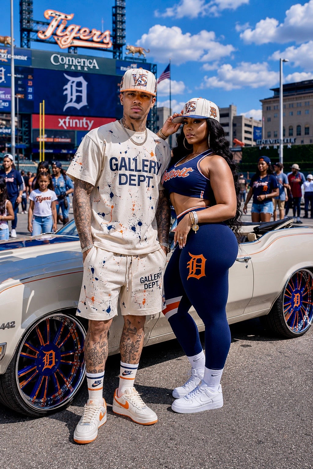 V-SQRD Detroit Diamond Premium Pinstripe Snapback – Orange Croc Edition The cream pinstripe body delivers a timeless classic look while the orange croc-textured brim creates a luxury finish that immediately grabs attention.

Combined with custom Detroit-i