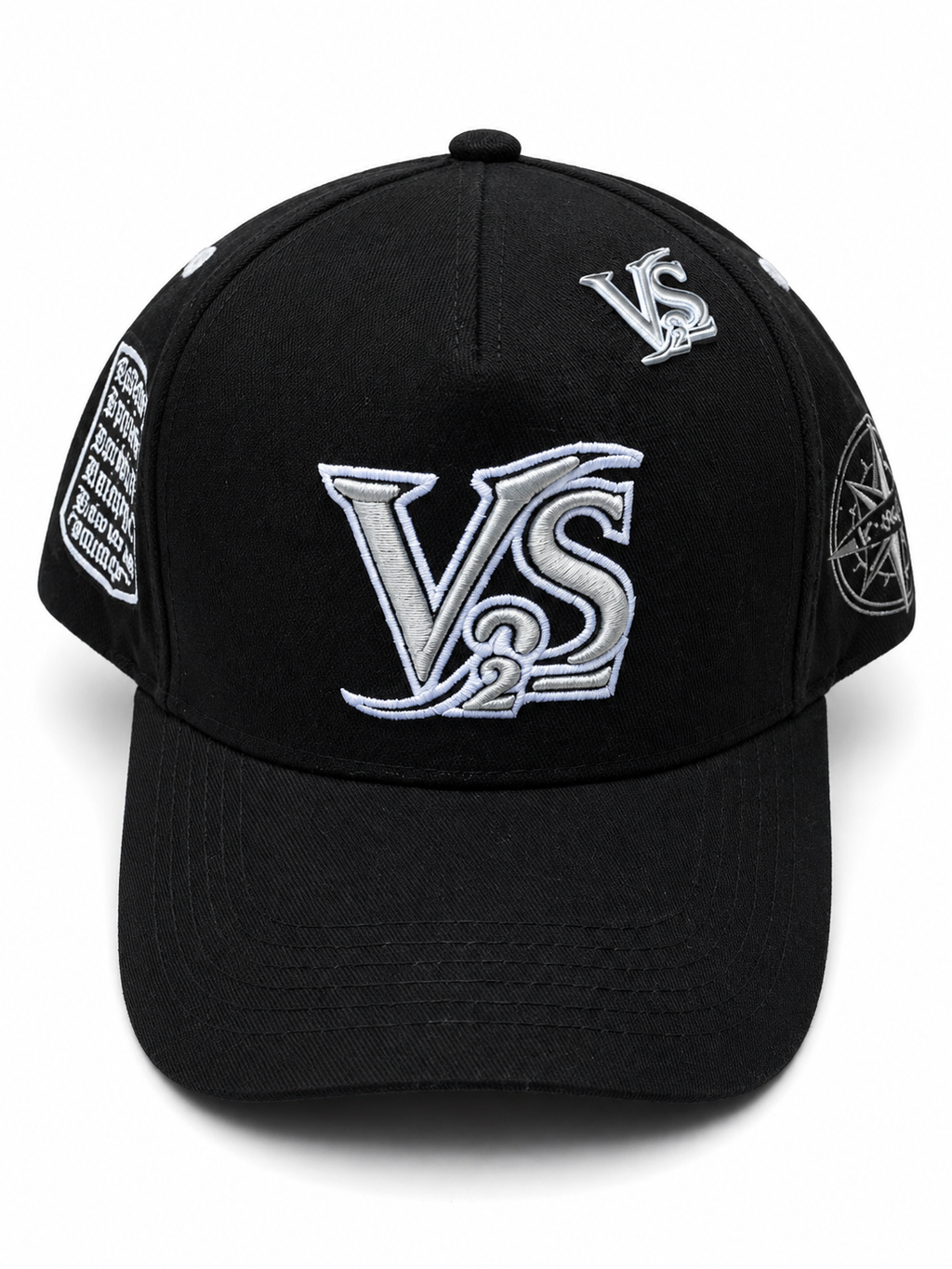 V-SQRD Signature Premium Snapback – Black & Silver Edition The Signature Black & Silver Edition was created for those who prefer a clean and powerful look.

The all-black body provides versatility while the silver embroidery creates the perfect contrast,