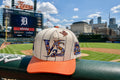 V-SQRD Detroit Diamond Premium Pinstripe Snapback – Orange Croc Edition The cream pinstripe body delivers a timeless classic look while the orange croc-textured brim creates a luxury finish that immediately grabs attention.

Combined with custom Detroit-i